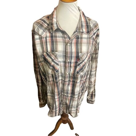 Levi’s Vintage Pearl Snap Button Down Plaid Long Sleeve Multi-Color Men’s Shirt - Picture 9 of 10